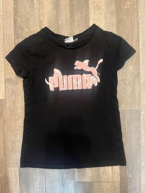 Puma Black Tee with Pink Logo